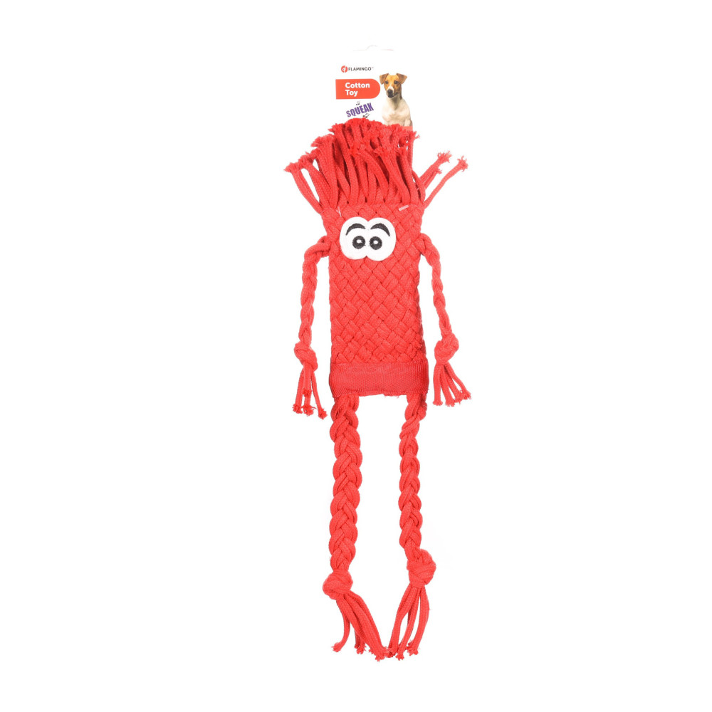 Basil gevlochten touw speeltje, rood. 48 cm. Hondenspeeltje. Flamingo FL-521054 Touwensets voor honden