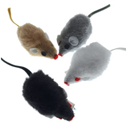 4 Muis met kort haar 5 cm. Kattenspeeltje. animallparadise AP-0005 Spelletjes