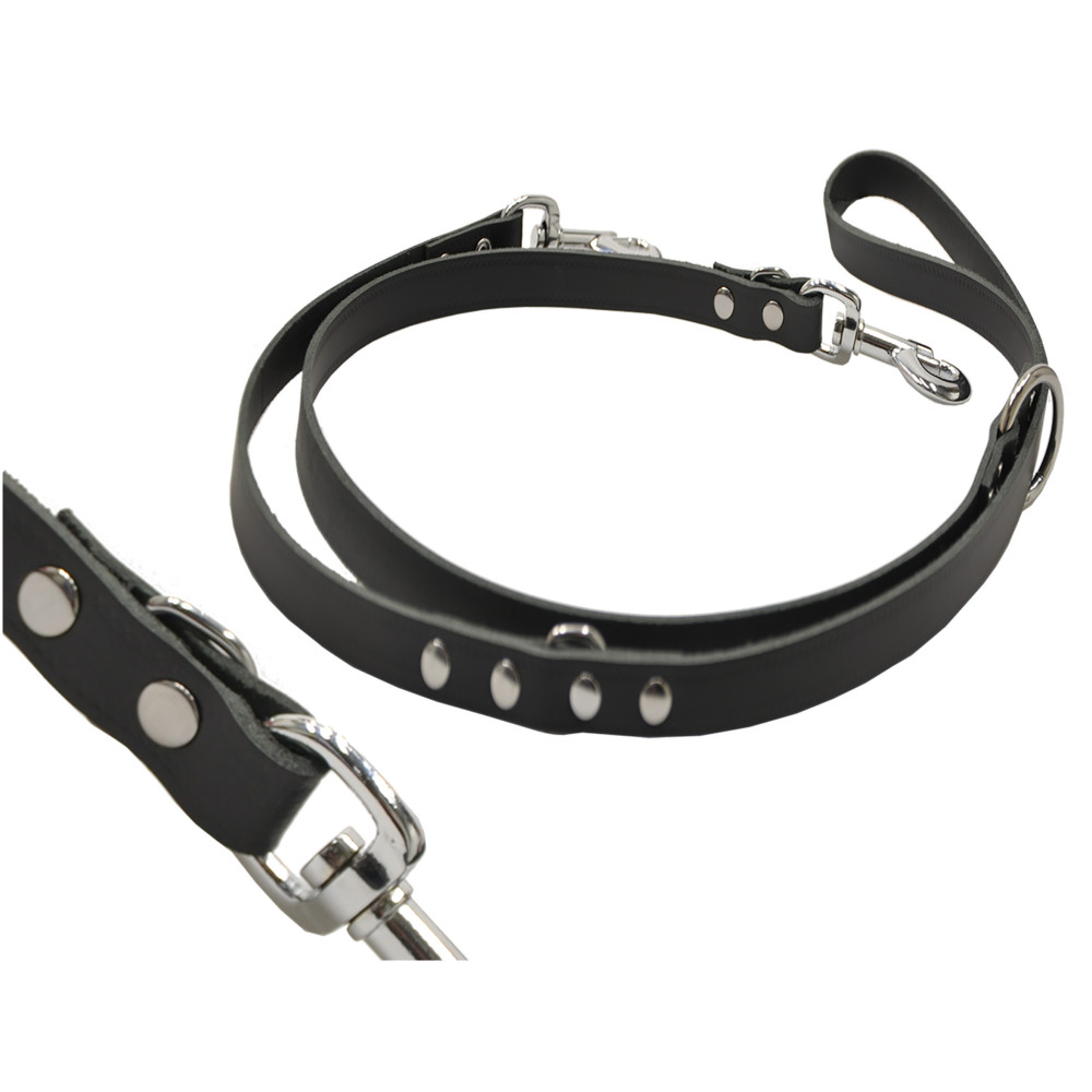 Vadigran Samy black adjustable leather leash, 2 meters. for dogs dog leash