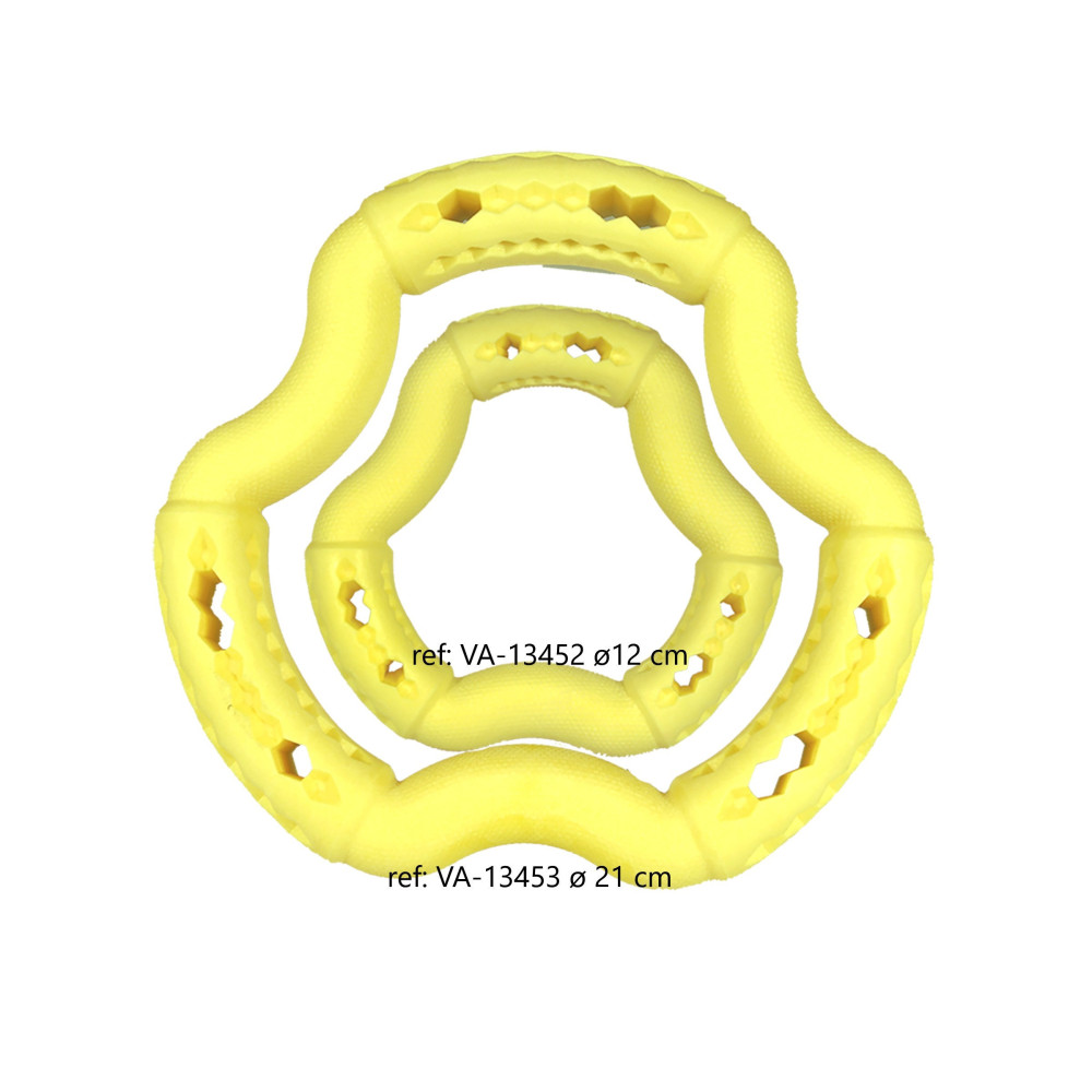 Vanille gele TPR ring 21 cm. voor honden. Vadigran VA-13453 Beloningsspelletjes snoep