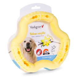 Vadigran Vanilla yellow TPR ring 21 cm. for dogs. Games has reward candy