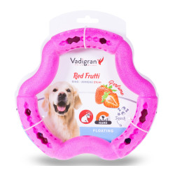 Aardbei roze TPR ring 21 cm. voor honden. Vadigran VA-13459 Beloningsspelletjes snoep