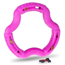 Aardbei roze TPR ring 21 cm. voor honden. Vadigran VA-13459 Beloningsspelletjes snoep