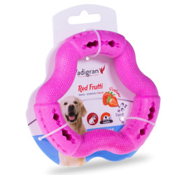 Vadigran Strawberry pink TPR ring 12 cm. for dogs. Games has reward candy