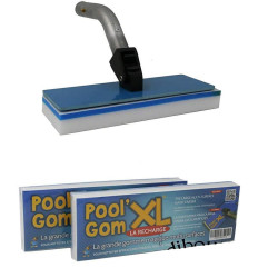 Jardiboutique Brush with Pool Sweeper Head -Pool gom XL Multi-Surfaces + 2 sponges Brush