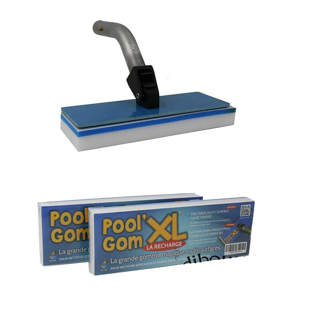jardiboutique Brush with Pool Sweeper Head -Pool gom XL Multi-Surfaces + 2 sponges Brush