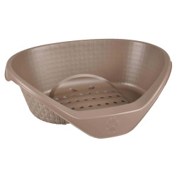 Bama Rattan-look basket 75 x 55 x 26 cm H for dogs Nido range. taupe colour Plastic dog bed