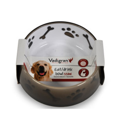 Vadigran Melamine bowl Paw and bone brown . 550 ml. dog. Bowl, bowl