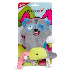 Vadigran Scary raccoon plush with bone 17.5 cm. Dog toy. Plush for dog