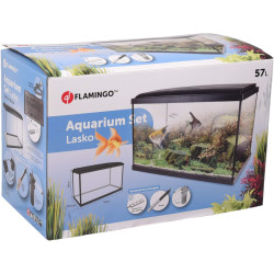 Lasko Aquarium met LED strip. 57 liter. 59 x 30,5 x 38 cm. Flamingo FL-410348 Aquaria