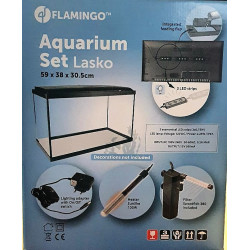 Lasko Aquarium met LED strip. 57 liter. 59 x 30,5 x 38 cm. Flamingo FL-410348 Aquaria