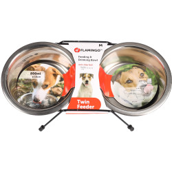 Flamingo Pet Products Duo bowl ø 16 cm. 800 ml. with Arjun holder. M . for dogs Bowl, double bowl