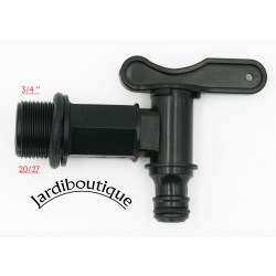 jardiboutique Plastic tap for IBC tank, 1/4 turn, Automatic Nose, Black - 3/4" threaded Aquaponics