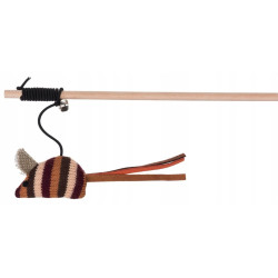 Trixie 40 cm wooden fishing rod with mouse, for cats Cannes à pêche et plumes