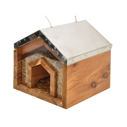 Vadigran Agia mangiatoia per uccelli in cedro con tetto in acciaio inossidabile VA-7597 Alimentatore di semi