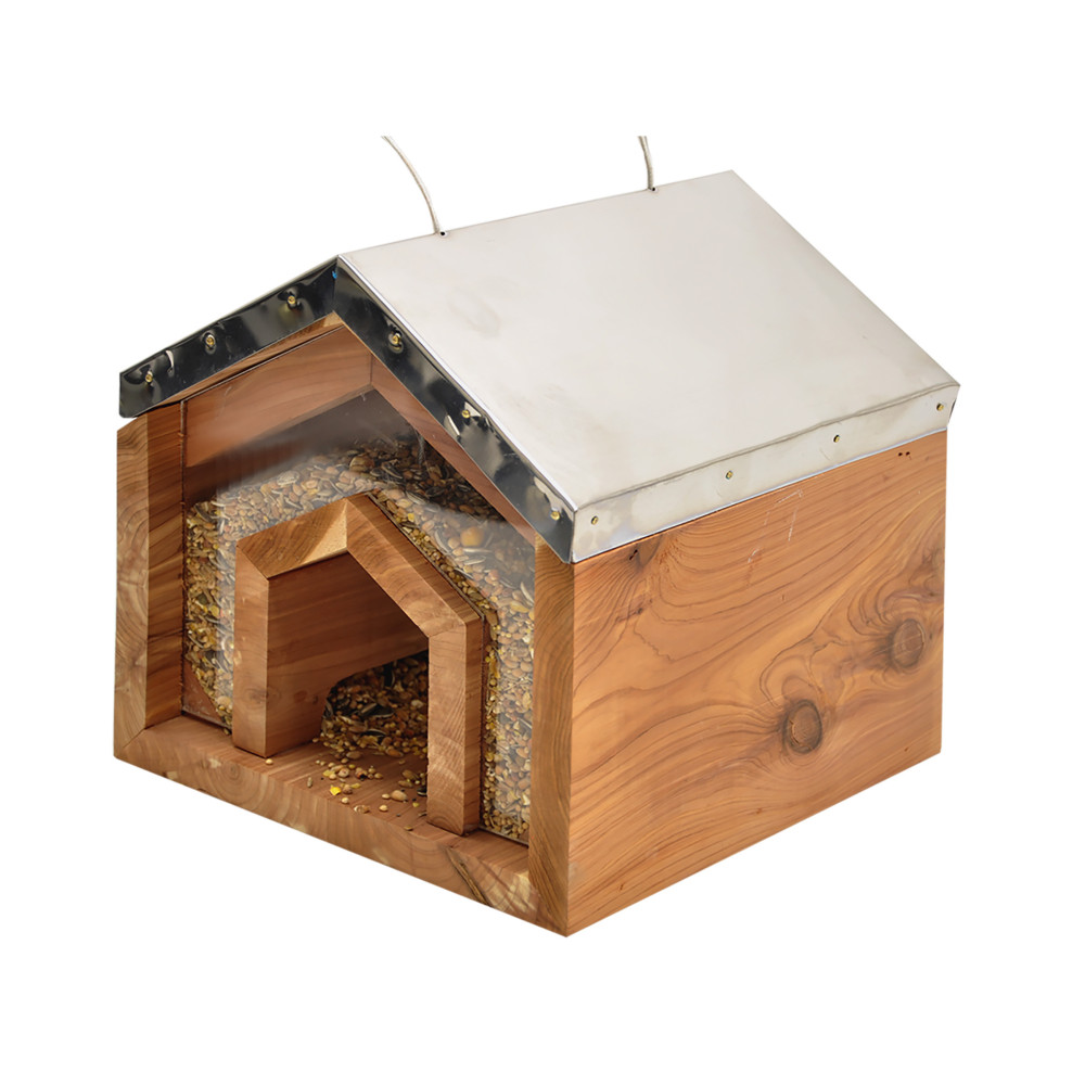 Agia cederhouten vogelvoederhuisje met roestvrijstalen dak Vadigran VA-7597 Zaad feeder