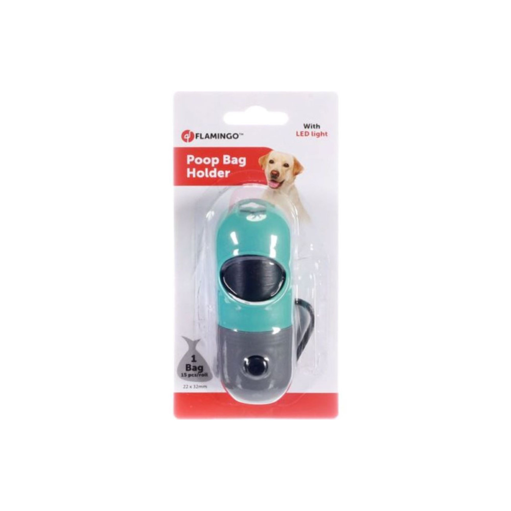 Flamingo Pet Products Kotbeutelspender mit Licht und einer Rolle Hundekotbeutel. FL-521565 Kot sammeln