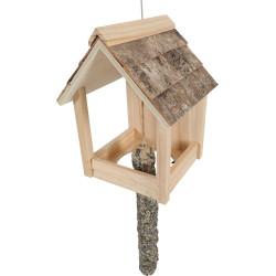 ZO-170513 zolux Comedero para pájaros Cup Castor 3 en 1 con techo de madera Comederos para aves de exterior