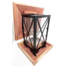 animallparadise Mangeoire silo à graines, bois métal plexi. 22 x 22 x 32 cm. pour oiseaux. Mangeoires extérieur