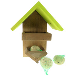 animallparadise Seed feeder and 3 fat balls for birds, size: 24 X 15 X 30 cm. support ball or grease loaf