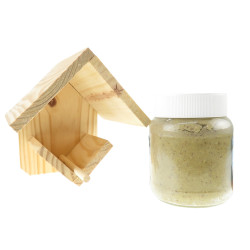animallparadise 1 pot de beurre d'arachides et son Support H15 cm, pour oiseaux Nourriture