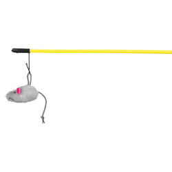 animallparadise Canne à pêche de 1 mètre avec souris, couleur aléatoire, pour chat Cannes à pêche et plumes