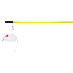 animallparadise Canne à pêche de 1 mètre avec souris, couleur aléatoire, pour chat Cannes à pêche et plumes