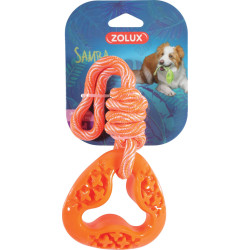 animallparadise Anneau triangle en TPR et corde longueur total 24.5 cm , orange, Jouet pour chien Jouets à mâcher pour chien