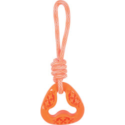 Driehoek ring in TPR en touw totale lengte 24.5 cm , oranje, Hondenspeeltje animallparadise AP-479121ORA Kauwspeelgoed voor h...