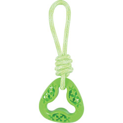 animallparadise Anneau triangle en TPR et corde longueur total 24.5 cm, vert, Jouet pour chien Jouets à mâcher pour chien