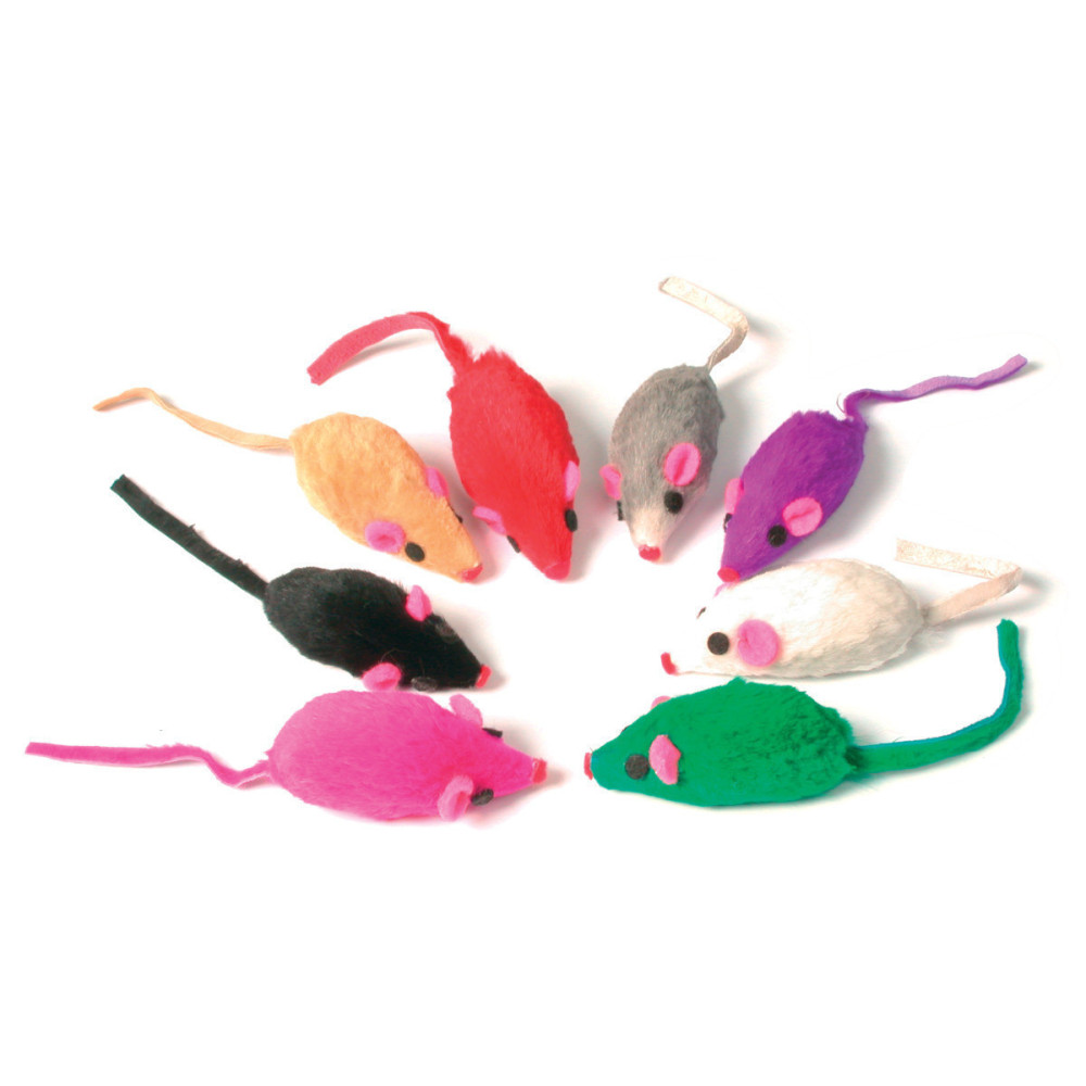 animallparadise 8 souris en fourrure, jouet pour chat, multi couleur . Jeux