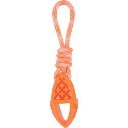 Brinquedo oval para cão em TPR e corda, cor de laranja, comprimento 27,5 cm AP-479120ORA Brinquedos de mastigar para cães