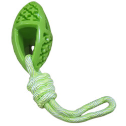 animallparadise Oval dog toy in TPR and rope, 27.5 cm long, green, Chew toys for dogs