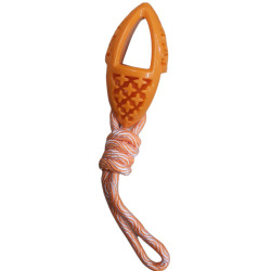 animallparadise Jouet pour chien ovale en TPR et corde, orange longueur 27.5 cm Jouets à mâcher pour chien