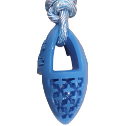 animallparadise Jouet pour chien ovale en TPR et corde longueur 27.5 cm , bleu Jouets à mâcher pour chien