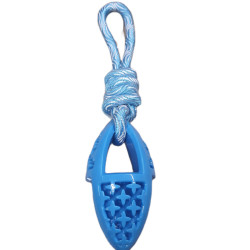 animallparadise Oval dog toy in TPR and rope length 27.5 cm , blue Chew toys for dogs