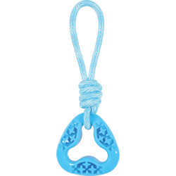 animallparadise Triangle ring made of TPR and rope, total length 24.5 cm, blue dog toy Chew toys for dogs
