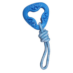 animallparadise Anneau triangle en TPR et corde longueur total 24.5 cm, bleu jouet pour chien Jouets à mâcher pour chien