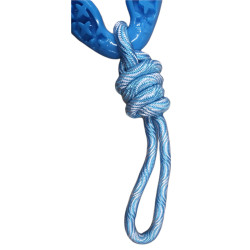 animallparadise Triangle ring made of TPR and rope, total length 24.5 cm, blue dog toy Chew toys for dogs
