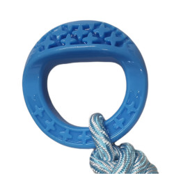 animallparadise Anneau rond en TPR et corde 25 cm, bleu Samba, Jouet pour chien Jouets à mâcher pour chien