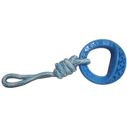 animallparadise Round TPR ring with 25 cm rope, Samba blue, Dog toy Chew toys for dogs