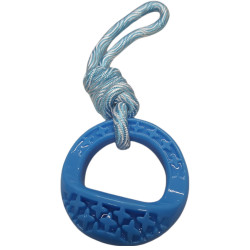 animallparadise Anneau rond en TPR et corde 25 cm, bleu Samba, Jouet pour chien Jouets à mâcher pour chien