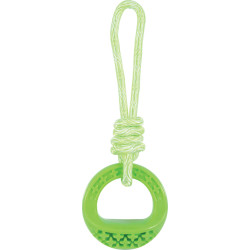 Anel redondo em TPR e corda 25 cm, verde, Samba Dog toy AP-479119VER Brinquedos de mastigar para cães