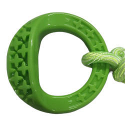 animallparadise Round TPR ring with 25 cm rope, green, Samba Dog toy Chew toys for dogs