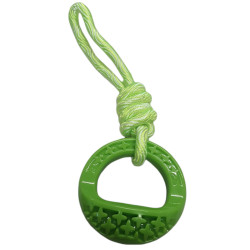 animallparadise Anneau rond en TPR et corde 25 cm, vert, Samba Jouet pour chien Jouets à mâcher pour chien