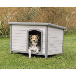 animallparadise Classic dog house with flat roof M-L: 104 x 72 x 68 cm, grey Dog house