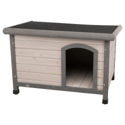 animallparadise Wooden dog house Classic flat roof S-M, 85 x 58 x 60 cm, grey for dogs Dog house
