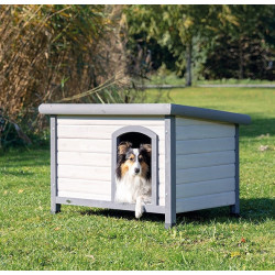 animallparadise Casetta per cani in legno Classic tetto piatto S-M, 85 x 58 x 60 cm, grigio per cani AP-39561 Casa del cane
