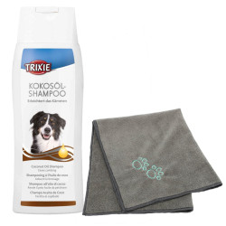 animallparadise Shampoing à l'huile de coco 250 ml + une serviette en microfibre pour chien Shampoing