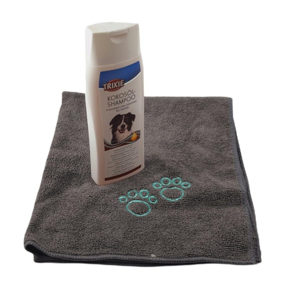 animallparadise Shampoing à l'huile de coco 250 ml + une serviette en microfibre pour chien Shampoing